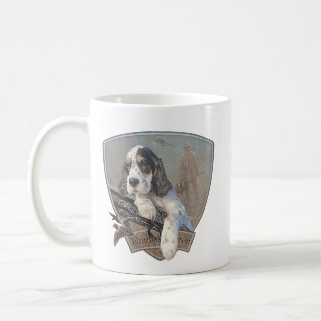 Mug Chiot de Setter anglais avec fusil de chasse class (Gauche)