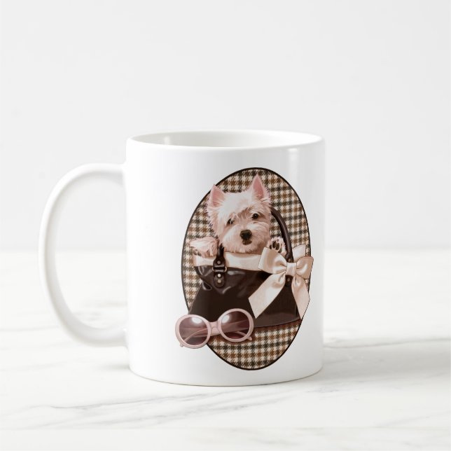 Mug Chiot de Westie de pied-de-poule (Gauche)