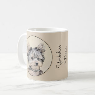 Mug Chiot de Yorkshire Terrier peignant l'art original