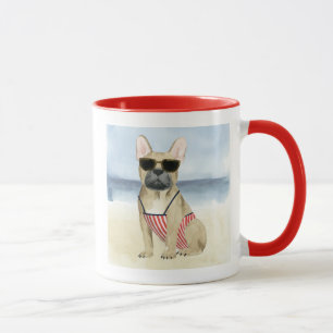 Mug Chiot du hot-dog   dans des lunettes de soleil à