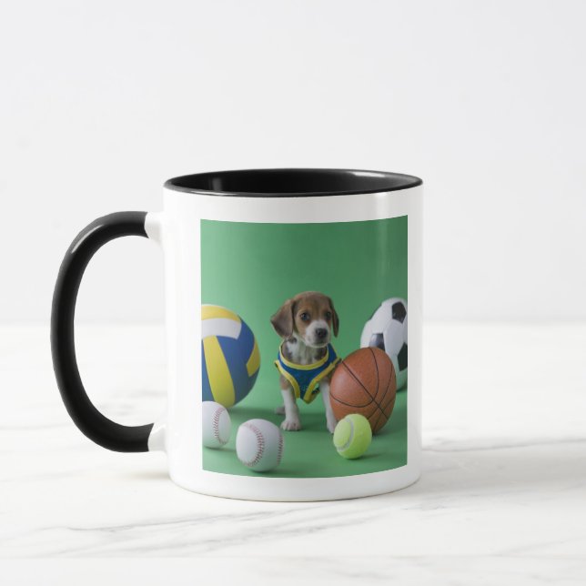 Mug Chiot entouré par des boules de sport (Gauche)