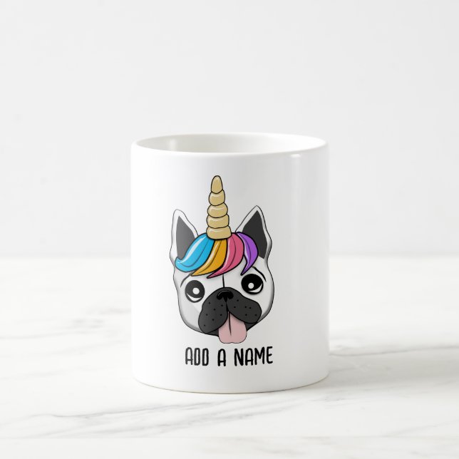 Mug Chiot mignon avec corne de licorne et cheveux colo (Centre)