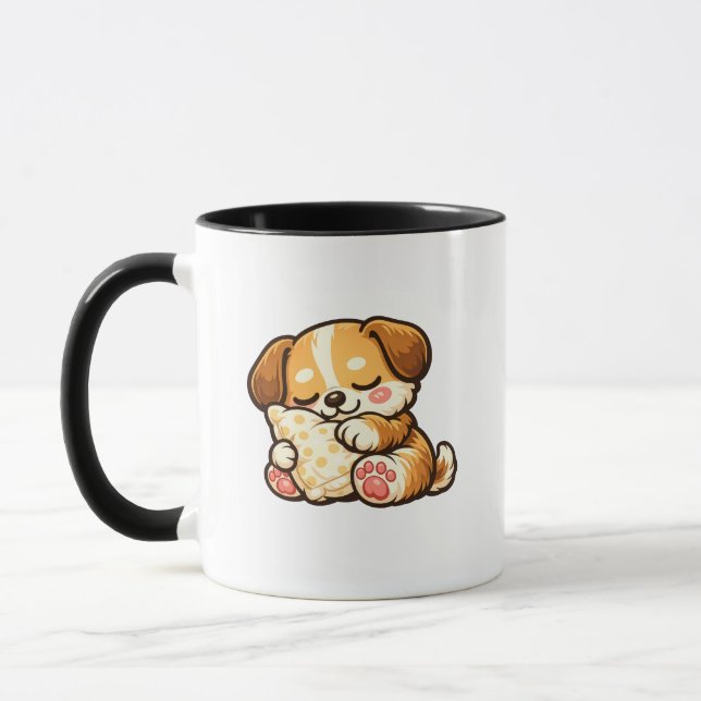 Mug Chiot mignon endormi avec oreiller (Gauche)