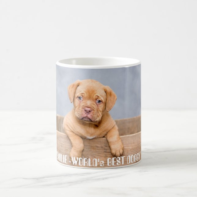 Mug Chiot Pitbull doré | Nom et photo personnalisés (Centre)