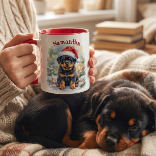 Mug Chiot Rottweiler personnalisé pour Noël