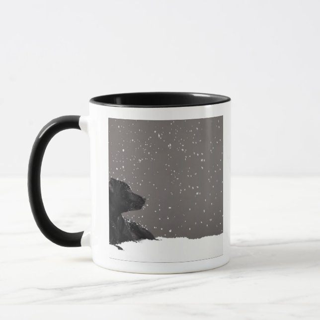 Mug Chiot se situant en flocons de neige de (Gauche)