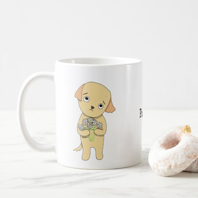 Mug Chiot sucré mou avec marguerites Ooopsie Nom perso (Avec donut)