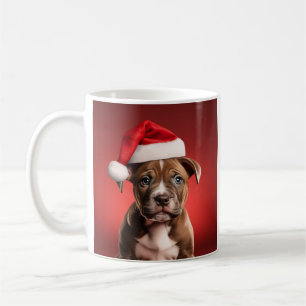 Mug Chiot taureau à Santa Hat