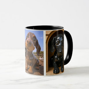 Mug chiots 3D réalistes, niche, ferme et intérieur