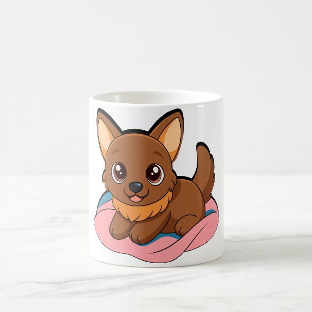 Mug Chiots adorablement mignon dans une couverture ros (Centre)