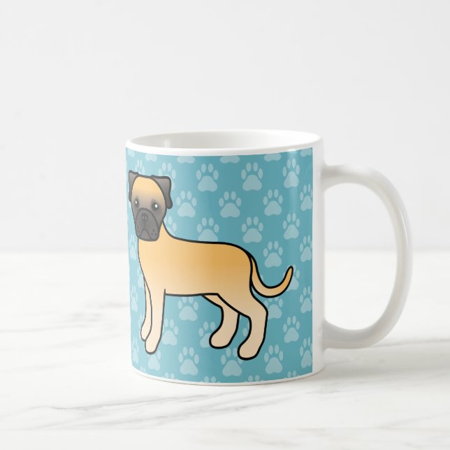Mug Chiots Bullmastiff Faon de Dessin Animé Mignons (Droite)