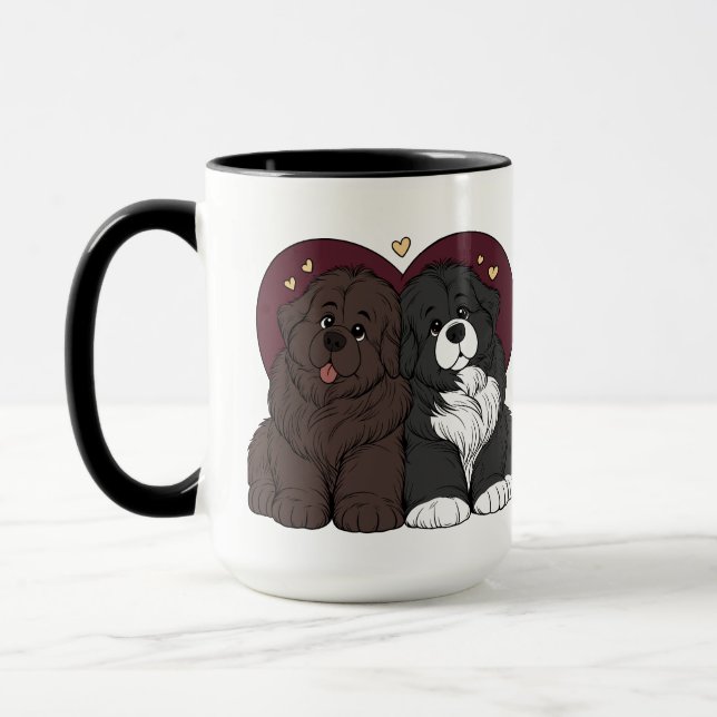 Mug Chiots de Terre-Neuve câlins (Gauche)