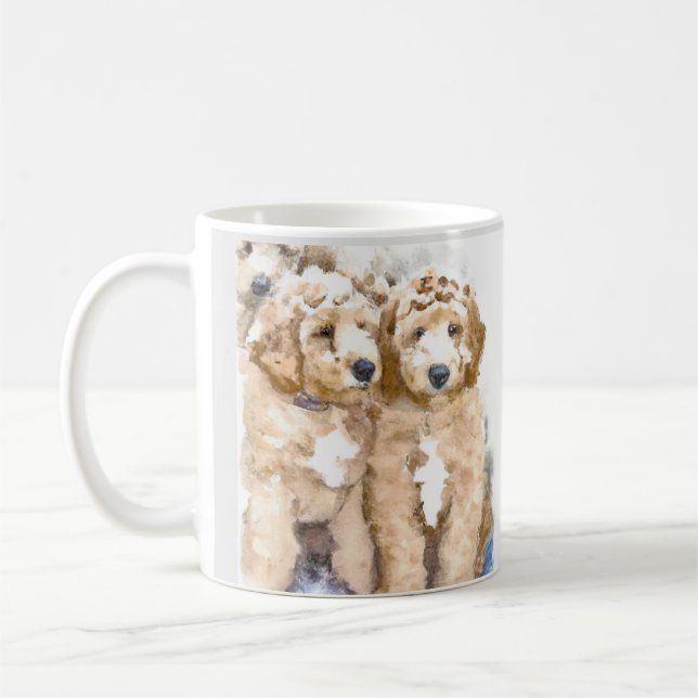 Mug Chiots Goldendoodle jouant mignon (Gauche)