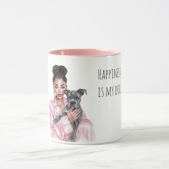 Mug Chiots Gris Noir Mère Chienne Lady Noire   (Centre)