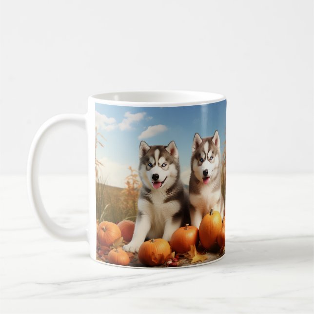Mug Chiots Malamute d'Alaska Délice d'Automne Citrouil (Gauche)
