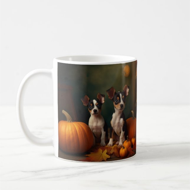 Mug Chiots Rat Terrier Délice d'Automne Citrouille  (Gauche)