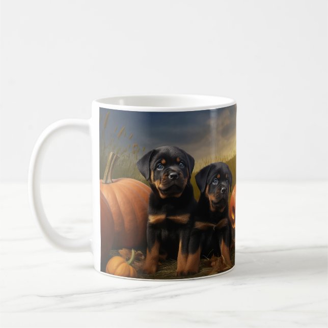 Mug Chiots Rottweiler Délice d'Automne Citrouille (Gauche)