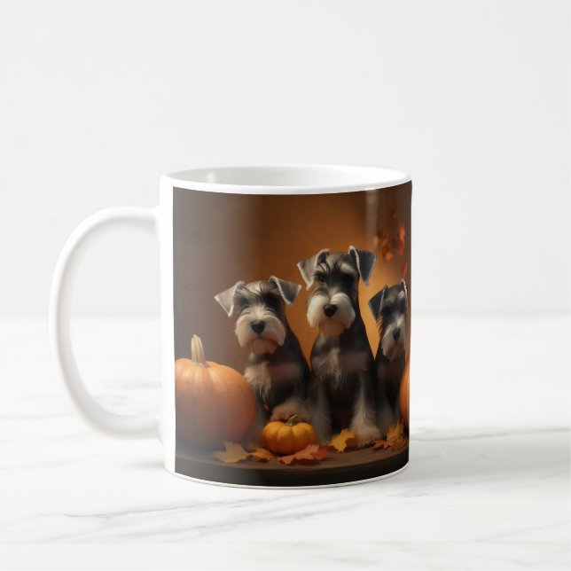Mug Chiots Schnauzer Délice d'Automne Citrouille (Gauche)