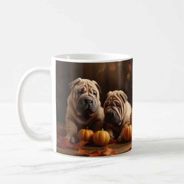 Mug Chiots Shar Pei Délice d'Automne Citrouille (Gauche)
