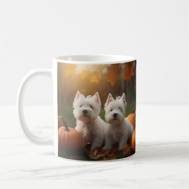 Mug Chiots Terrier West Highland White Pumpkin d'Autom (Gauche)