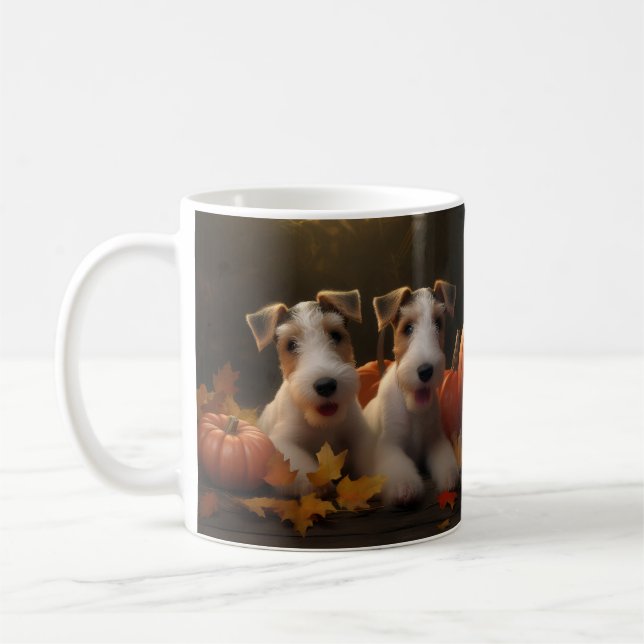 Mug Chiots Wire Fox Terrier Automne Délice Citrouille (Gauche)