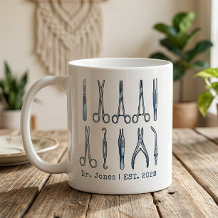 Mug Chirurgien Personnalisé Médecin Diplômé Aquarelle