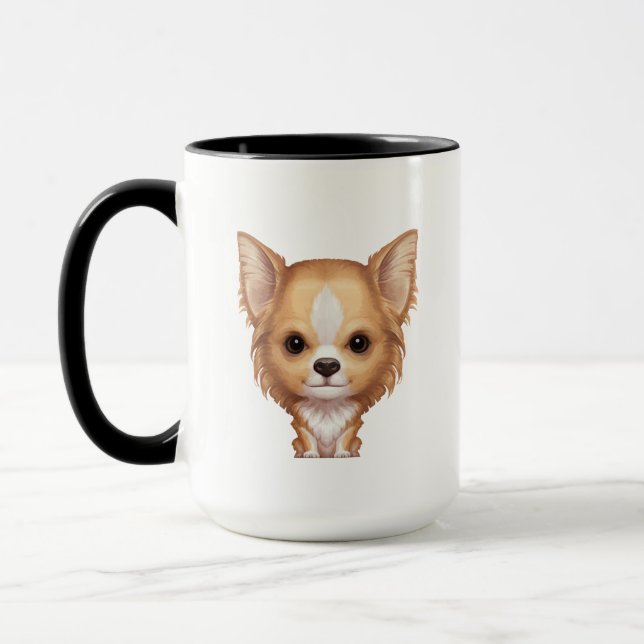 Mug Chiwawa beige et blanc aux cheveux longs (Gauche)