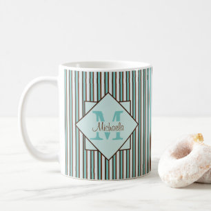 Mug Chocolat Brown et pinte vert rayures Monogramme