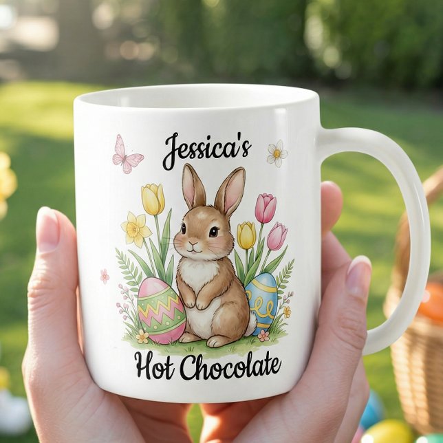 Mug Chocolat Chaud au Nom Personnalisé Lapin de Pâques (Créateur téléchargé)