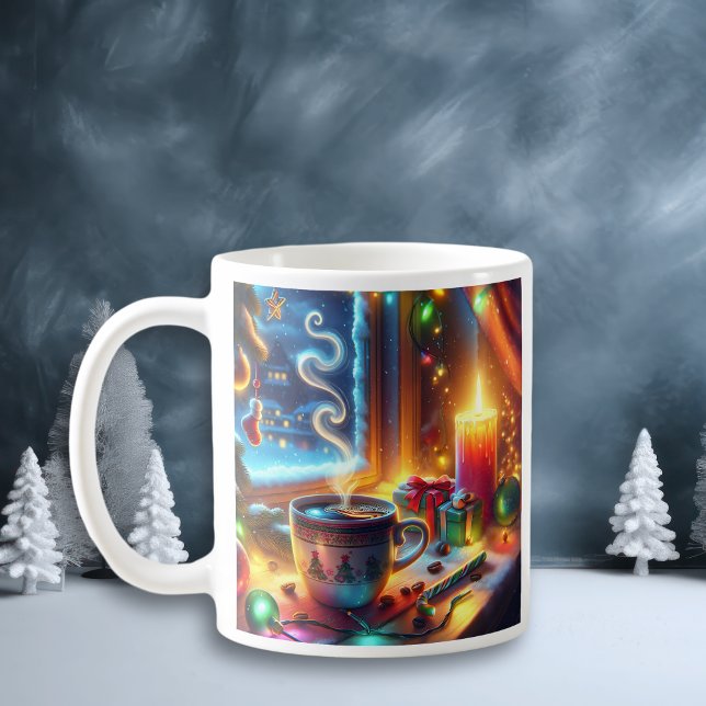Mug Chocolat chaud dans une fenêtre de Noël Personnali (Créateur téléchargé)