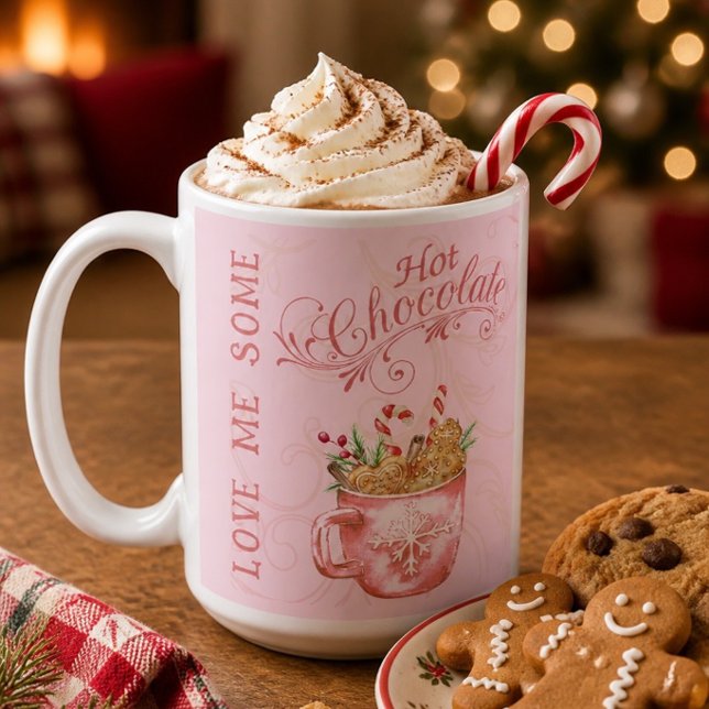Mug Chocolat Chaud de Noël Rose (Créateur téléchargé)