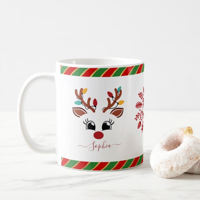 Mug Chocolat Chaud Enfants Noël Renne Mignon (Avec donut)