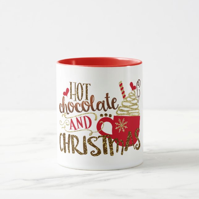 Mug Chocolat Chaud et Paillettes de Fêtes de Noël (Centre)