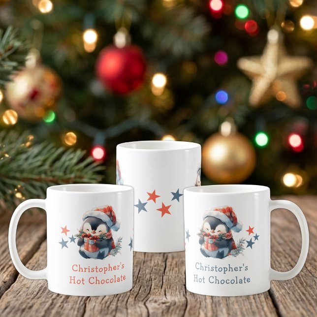 Mug chocolat chaud Noël nom pingouin bleu (Créateur téléchargé)