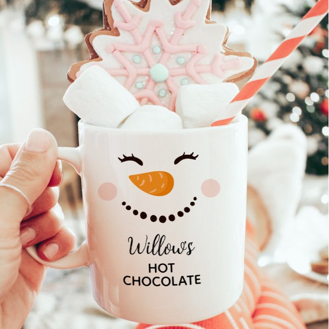 Mug Chocolat Chaud Personnalisé Snowman Kids (Snowman Hot Chocolate Mug, Gift for Kids, Christmas Gift)