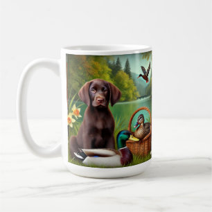 Mug Chocolat Labrador Chiot près d'un lac avec des can