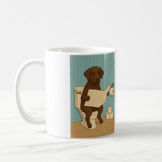 Mug Chocolat Labrador Lecture journal sur Toilet (Gauche)