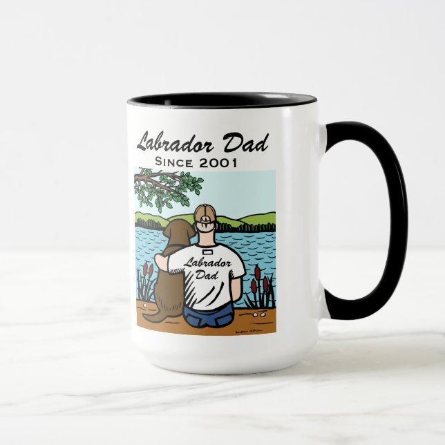 Mug Chocolat personnalisé Labrador et papa (Droite)