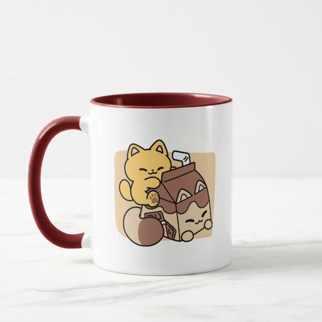 Mug Chocolate Milk Sipping on Bliss – Kawaii Cat Food  (Gauche)
