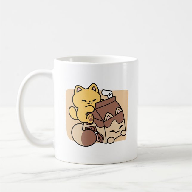 Mug Chocolate Milk Sipping on Bliss – Kawaii Cat Food  (Gauche)