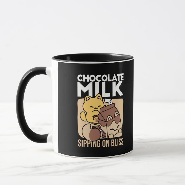Mug Chocolate Milk Sipping on Bliss – Kawaii Cat Food  (Gauche)
