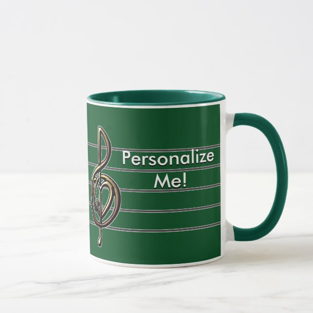 Mug Choisir une couleur Embossée Look Treble Clef et H (Droite)