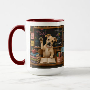 Mug Choisis-moi ! Chien d'école mignon levant la patte