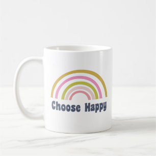 Mug Choisissez Happy Cute Retro Rainbow Inspirational