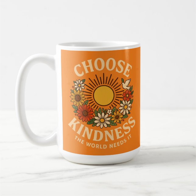 Mug Choisissez Kindness Retro Floral Art (Gauche)