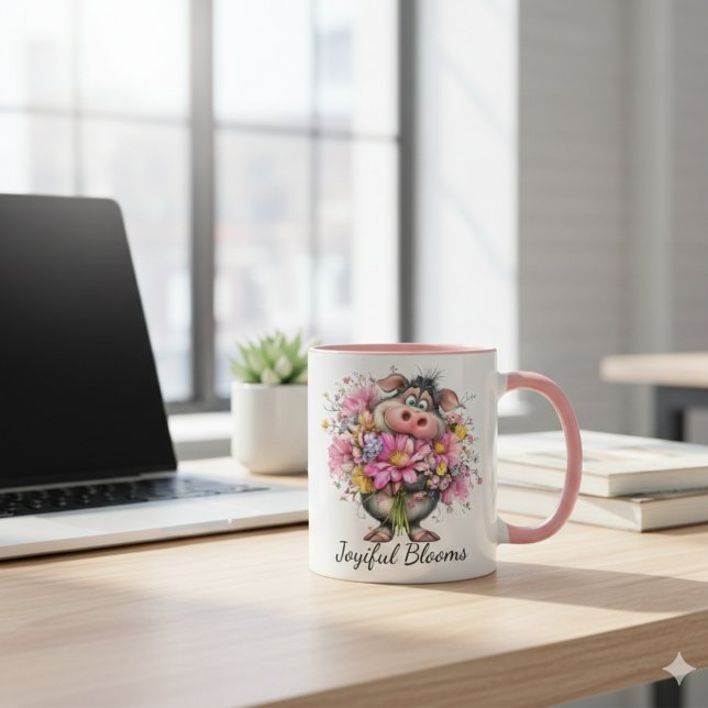 Mug Choose Joy Every Day Mug: Cute Pig & Floral Art (Créateur téléchargé)