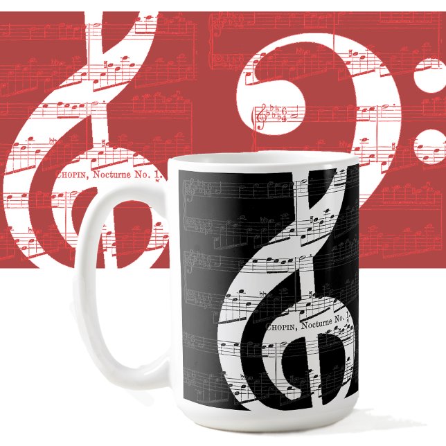 Mug Chopin Romantique Nocturne Arbre Clef Op. 9, No 1 (Créateur téléchargé)