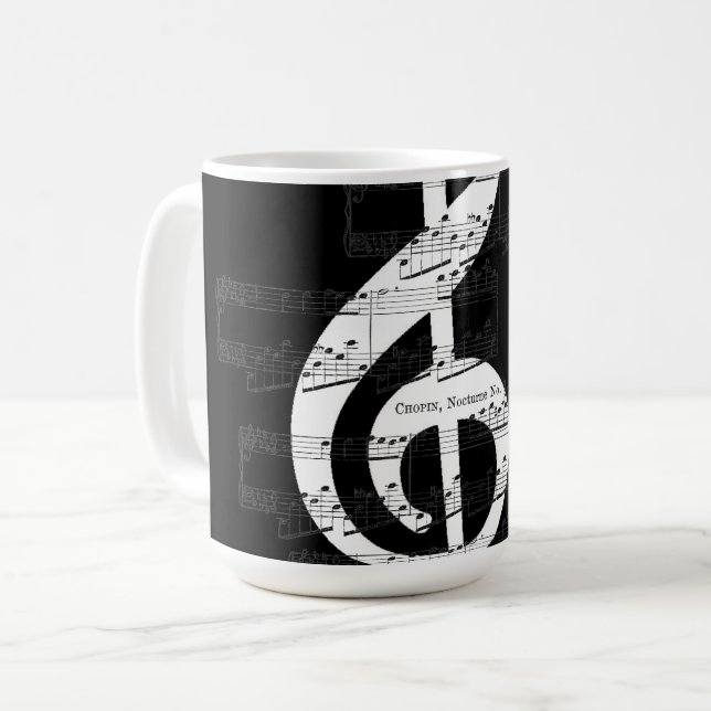 Mug Chopin Romantique Nocturne Arbre Clef Op. 9, No 1  (Devant gauche)