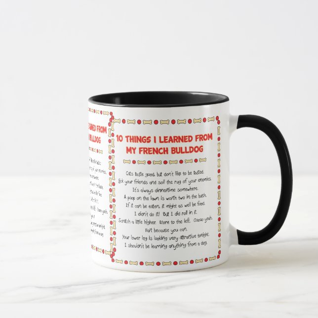 Mug Choses drôles I appris de mon bouledogue français (Droite)