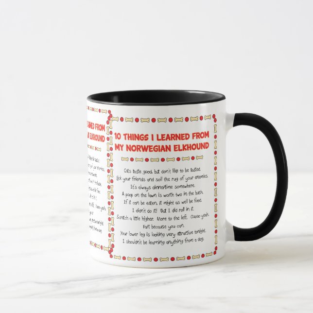 Mug Choses drôles I appris de mon Elkhound norvégien (Droite)